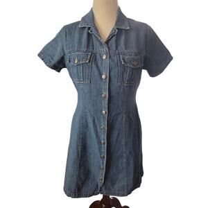 Vintage St. John's Bay Petite Western Jean Denim Short Sleeve Dress Streetwear